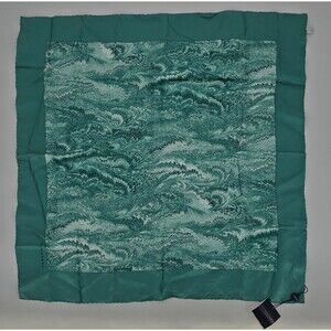 NWT Burberry London 100% Silk Scarf In Sea Green Wave Pattern ~27x27 Spring